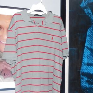 Ralph Lauren Men's Striped Polo GRAY with RED stri